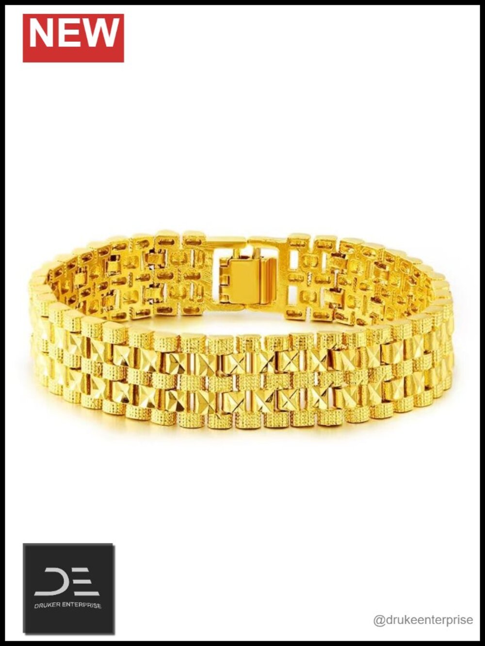 24K Gold Cuban Link Bracelet 16mm Dainty Stackable Non-Tarnish Unisex Gift